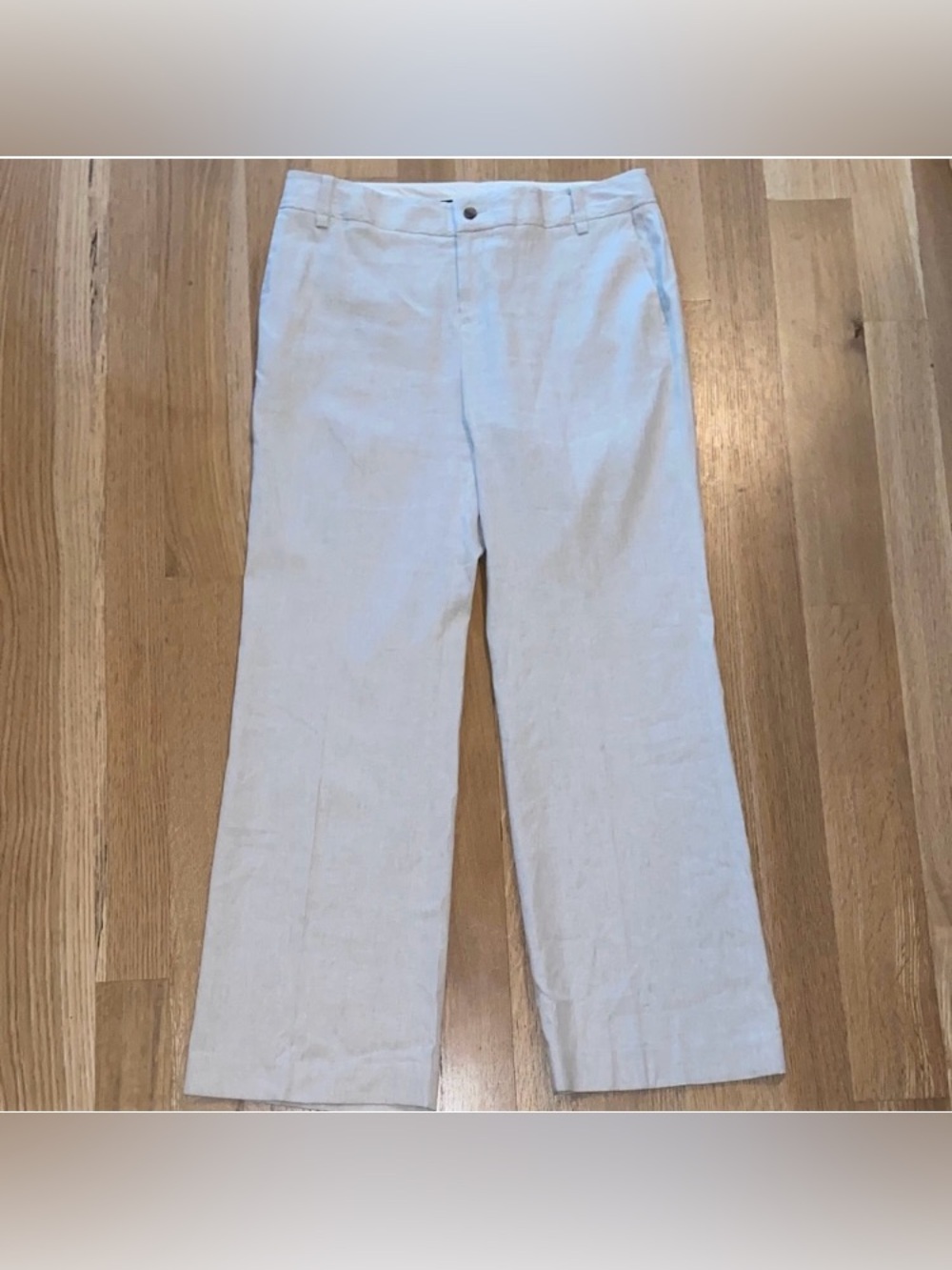 Banana Republic Linen Blend Martin Fit Wide Leg Trousers Pants Stretch Tan Beige